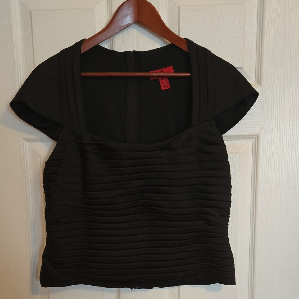 JS Collections Black Pleated Blouse